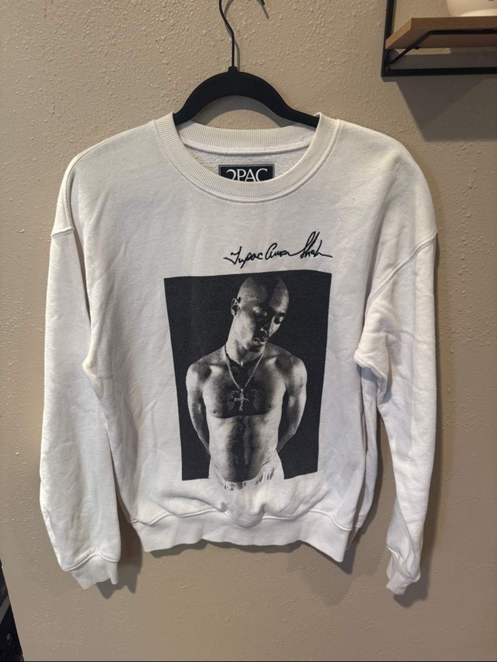 Vintage Tupac- White Graphic Crewneck Sweatshirt